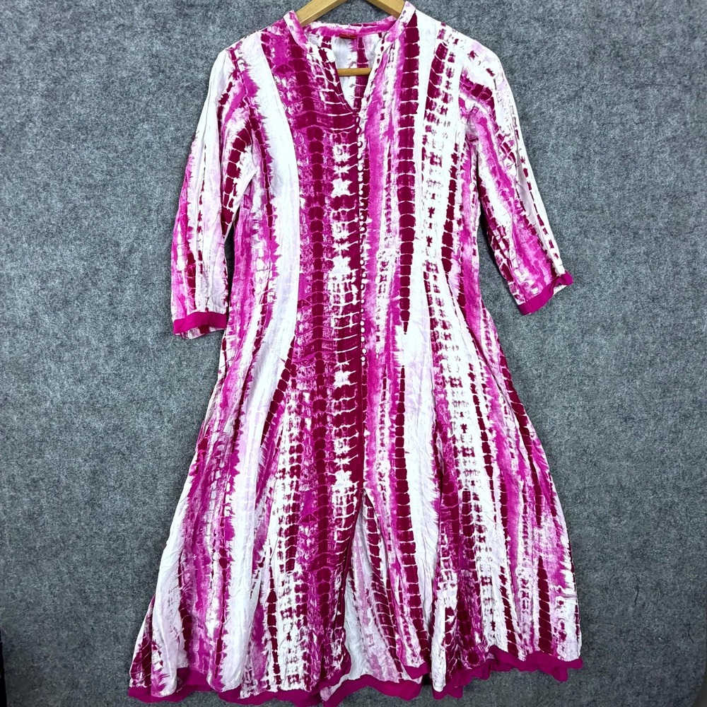 Rama's A-Line Dress Womens M Pink Tie Dye Colorful Hippie Festival Kurta